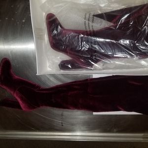 Steve madden velvet burgundy knee high boots